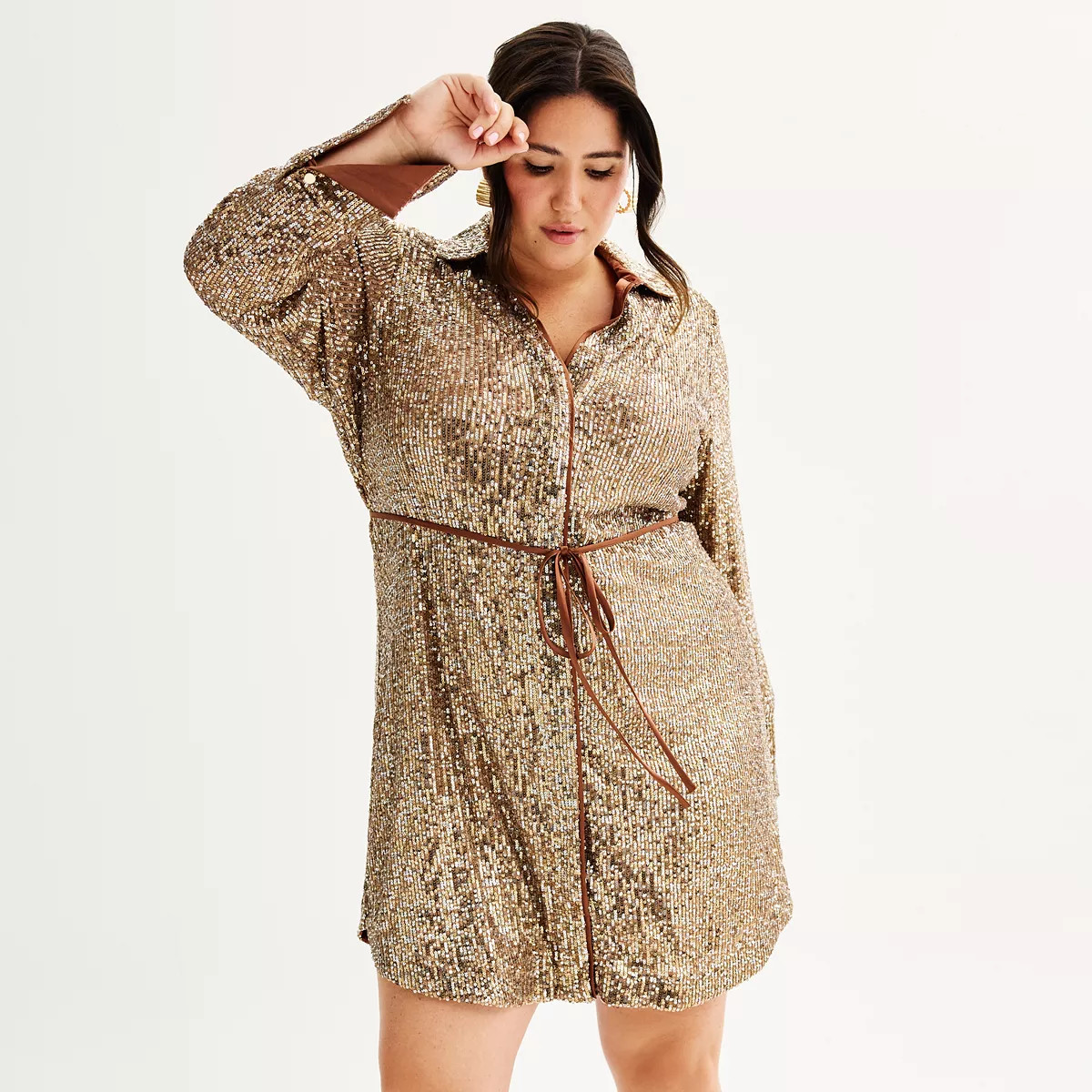 Plus Size INTEMPO™ Sequin Button-Up Shirtdress | Kohl's