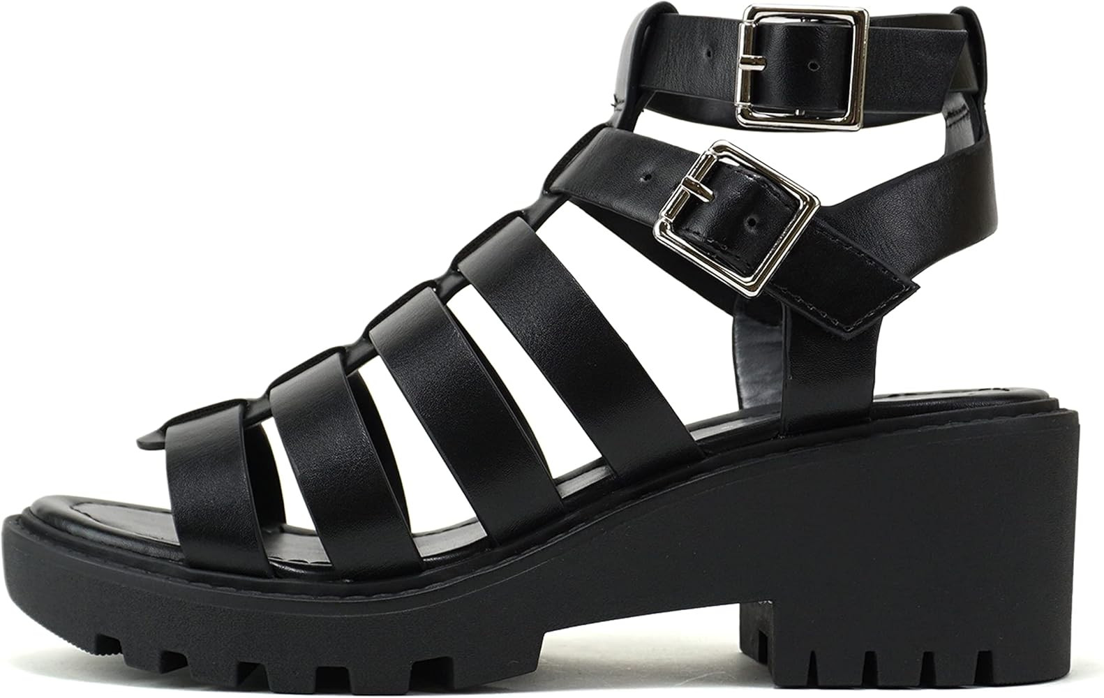 Soda “Rebirth” ~ Women Open Toe Fisherman Multi Strap Velcro Buckle Lug Sole Low Block Heeled... | Amazon (US)
