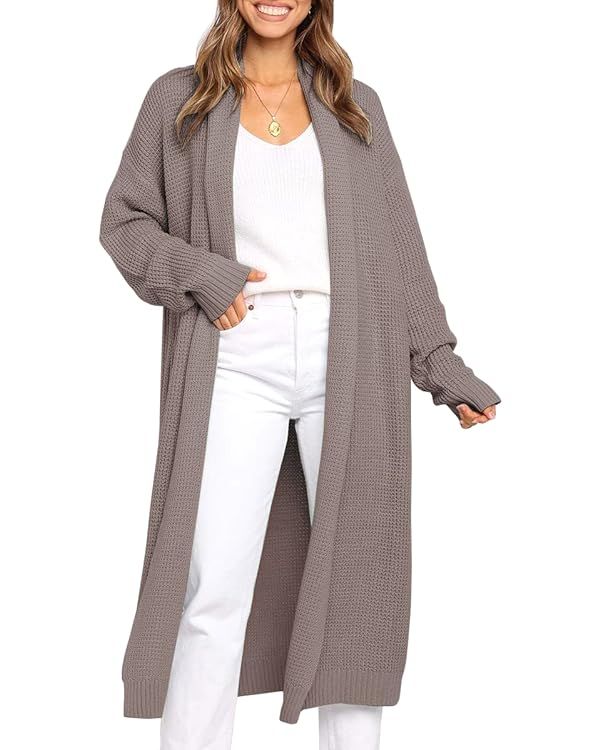 LILLUSORY Women's Oversized Slouchy Knit Chunky Open Front Sweater Coat with Pockets | Amazon (US)