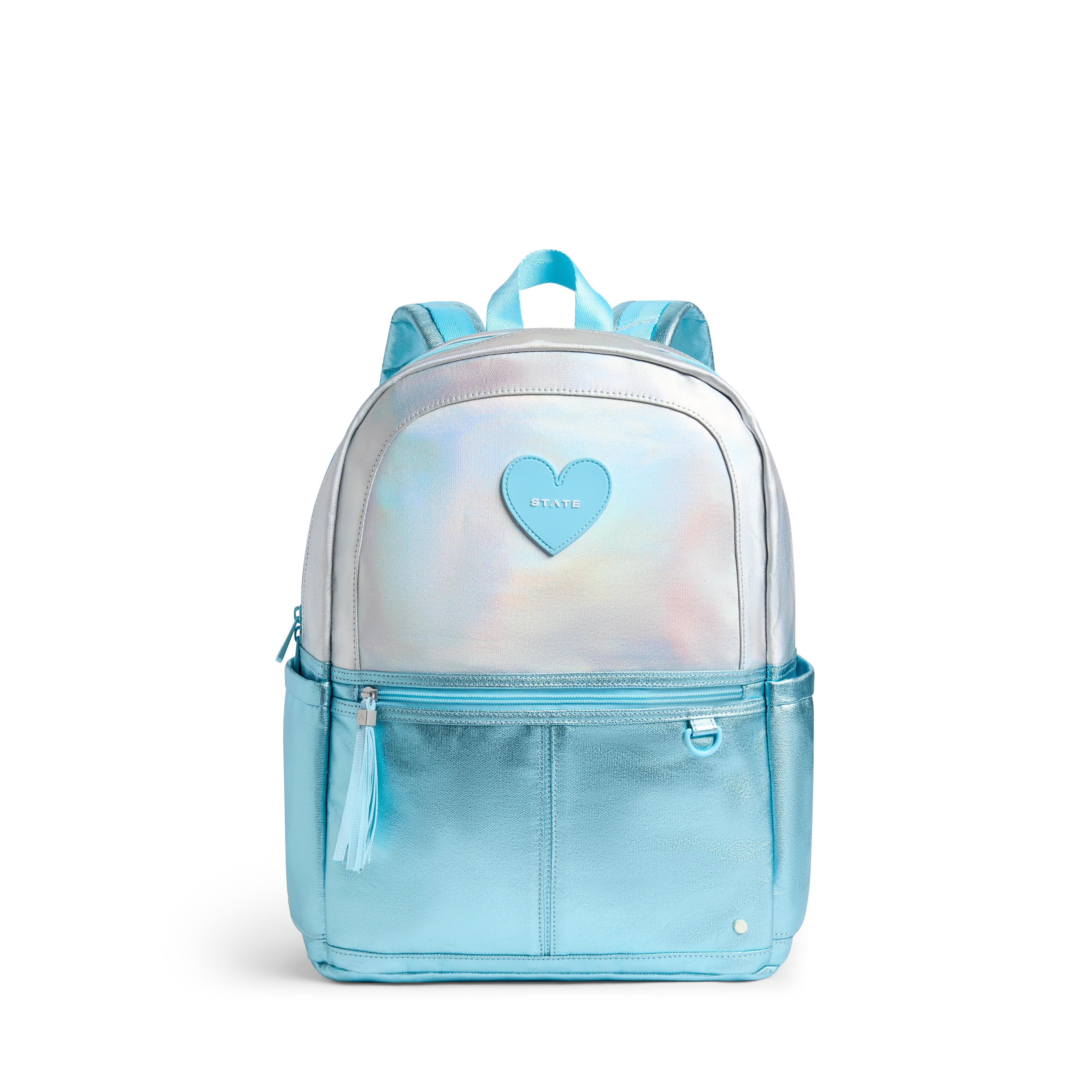 STATE Bags | Kane Double Pocket Backpack Metallic Blue Irisdescent | STATE Bags