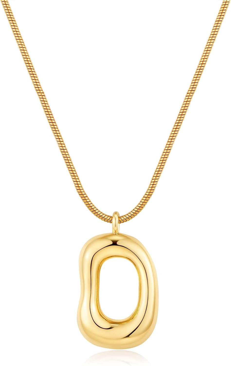 YUJIE Gold Geometric Pendant Necklace for Women Abstract Hollow Pendant Gold Plated Dainty Snake ... | Amazon (US)