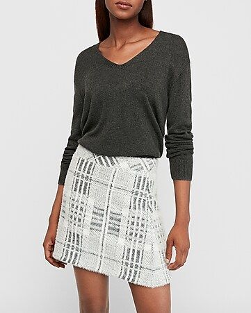 high waisted plaid cozy mini skirt | Express