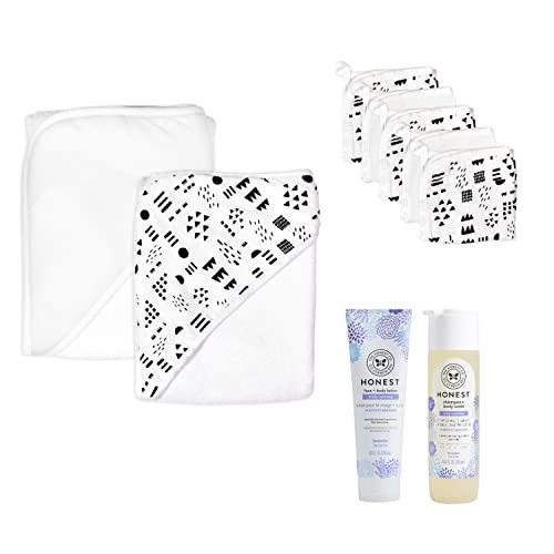 HonestBaby Unisex Baby 9-Piece Organic Cotton Bath Gift Set with Wash and Lotion, Pattern Play, One Size | Amazon (US)