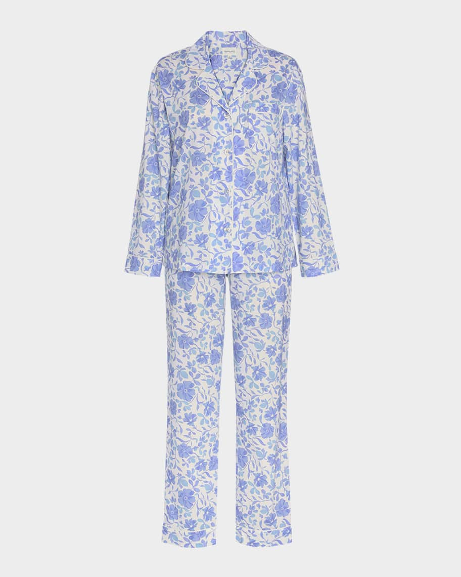 BedHead Pajamas Floral-Print Organic Cotton Poplin Pajama Set | Neiman Marcus