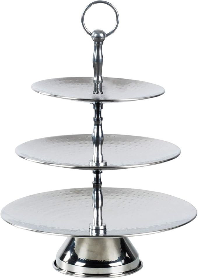 Colleta Home Tier Serving Tray - 3 Tier Cake Stand - Stainless Steel Food Serving Trays - Stainle... | Amazon (US)