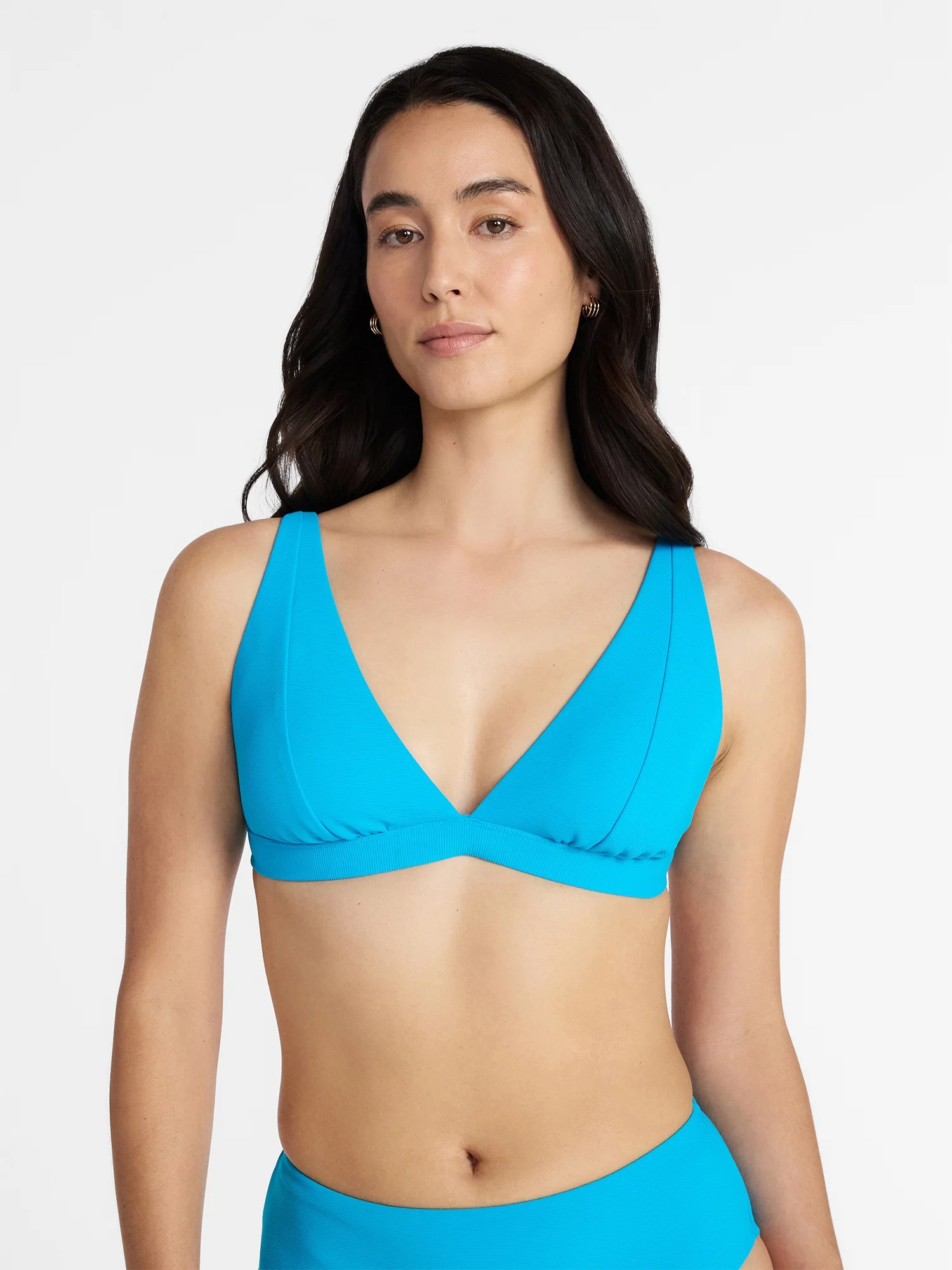Time and Tru Women's and Women's Plus Ribbed Tall Triangle Bikini Top, Sizes XS-3X | Walmart (US)