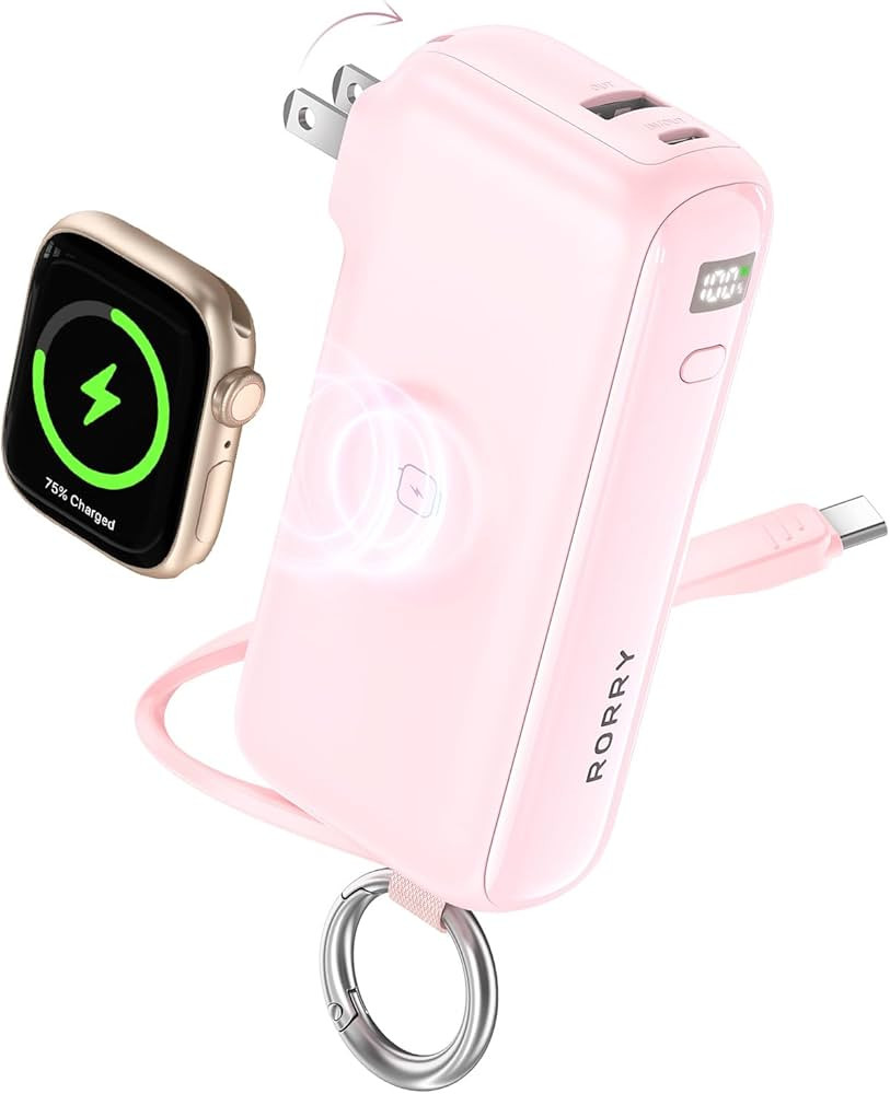 RORRY Flow Portable Charger, 10000mAh 40W Fast Charging Power Bank with Built-in USB C Cable and ... | Amazon (US)