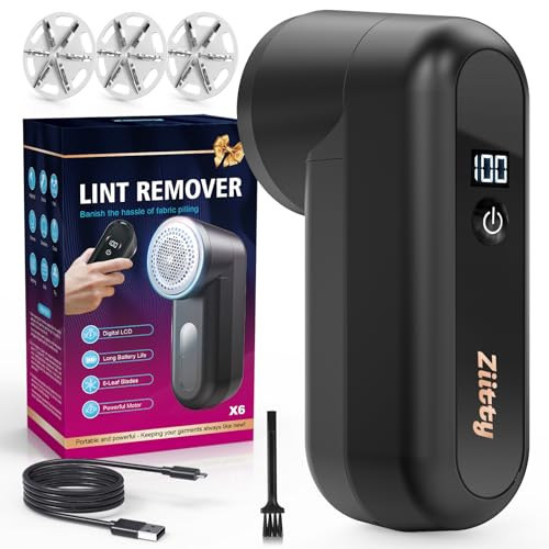 Fabric Shaver, Ziitty Lint Remover for Clothes, Type-C Rechargeable Lint Shaver with LCD Display & 6-Blade, Sweater Shavers to Remove Pilling，Fuzz Remover Fabric Shaver for Clothing and Furniture | Amazon (US)
