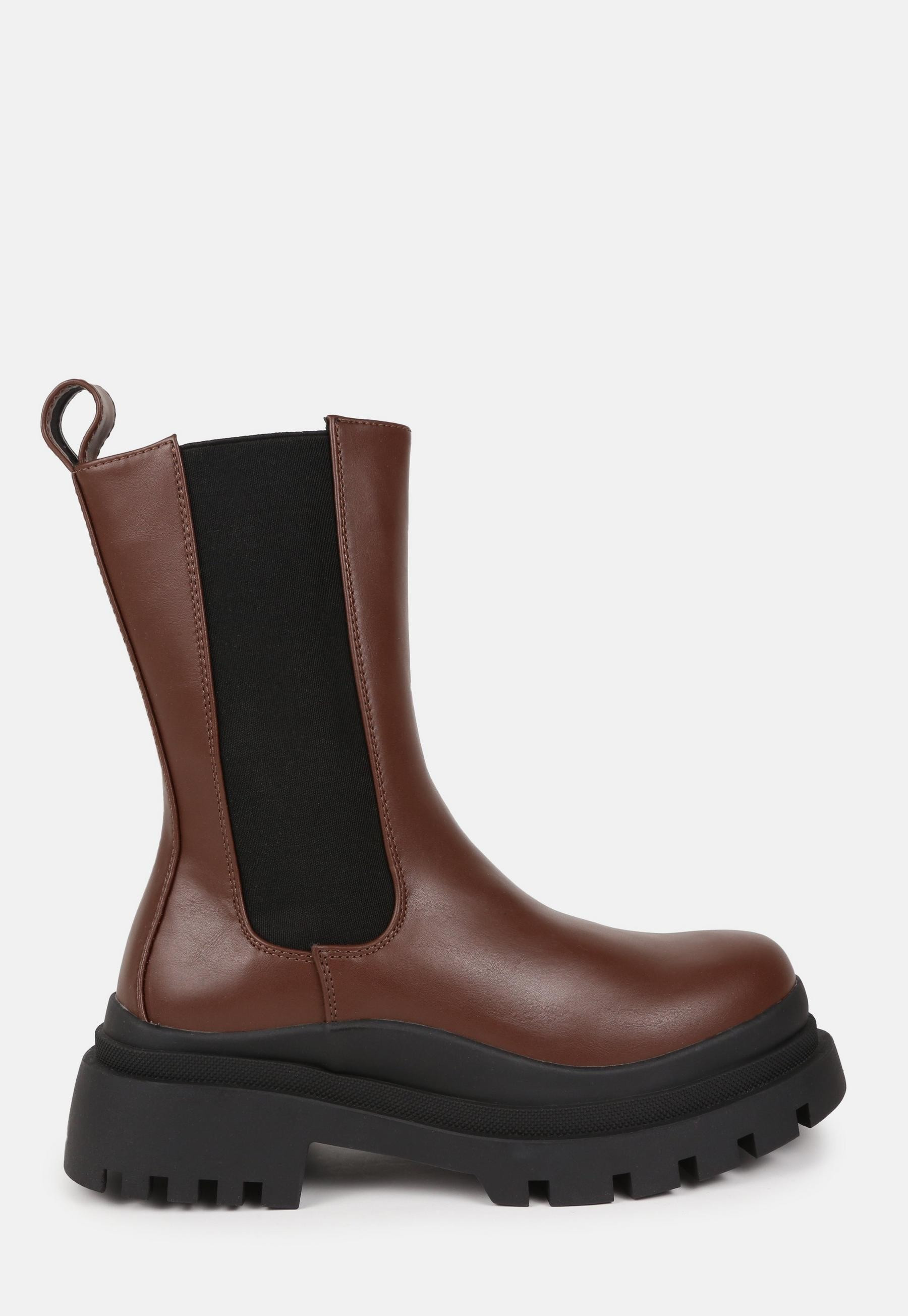 Missguided - Chocolate Chunky Wave Sole Ankle Boots | Missguided (US & CA)