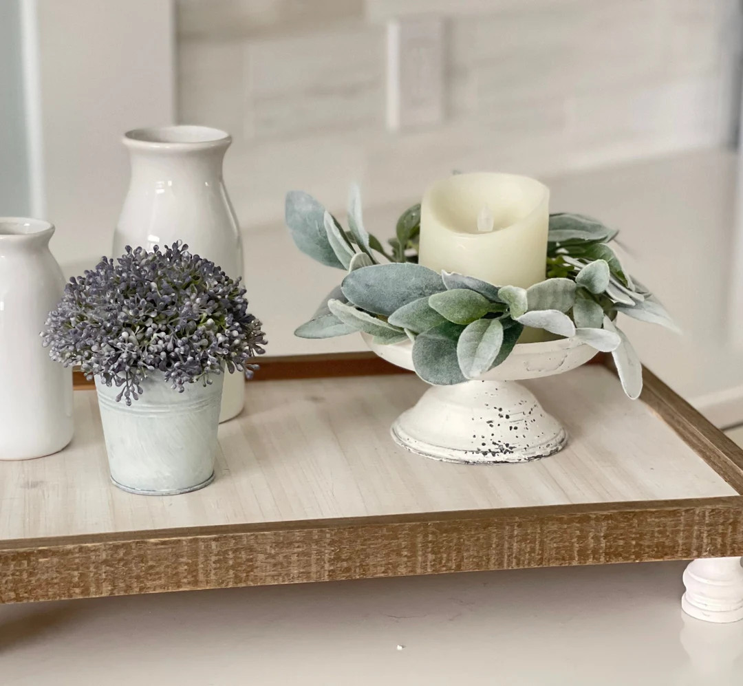 White vintage inspired pedestal, Distressed finish,Pillar candle display, candleholder,Small, vin... | Etsy (US)