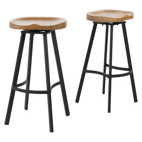 Set of 2 Albia Swivel 31.5" Barstool - Natural/Black - Christopher Knight Home | Target