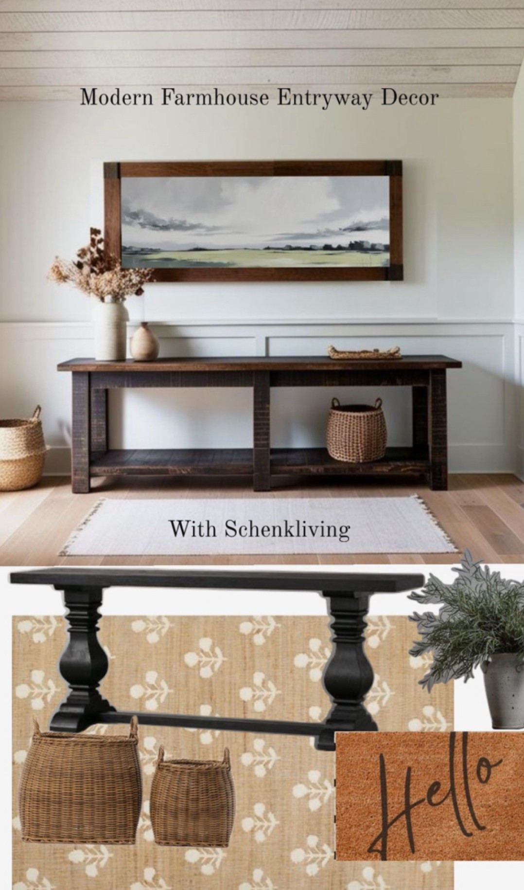 MODERN FARMHOUSE ENTRYWAY DECOR 
.
You can create a beautiful entryway with a blend of luxury and simplicity - starting with an original abstract landscape print, then add a entryway table, plants, backers and rugs 🤍

#LTKspring #LTKstyletip #LTKgiftguide