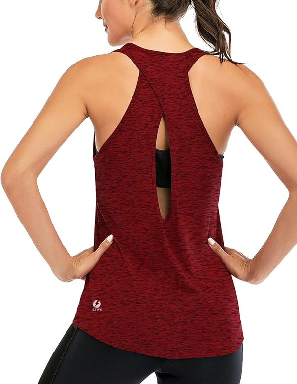 ICTIVE Womens Cross Backless Workout Tops for Women Racerback Tank Tops Open Back Running Muscle ... | Amazon (US)