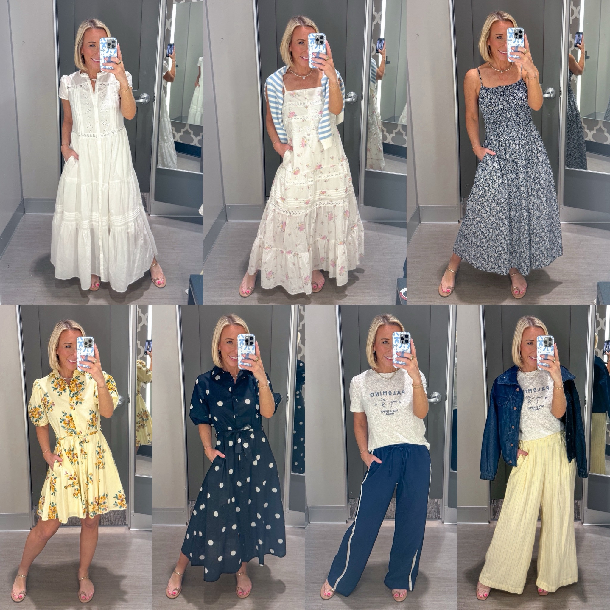 Target - in store try-on
* Short Sleeve Lace Maxi Sundress - size XS. Currently 20% off - now $36.
1. Floral Lace Maxi A-Line Dress - size XS. Currently 20% off - now $36.
2. Striped Crewneck Cotton Cardigan - size XS.
3. Floral Smocked Midi Dress - size XS. Currently 20% off - now $28.
4. Yellow Puff Sleeve Mini Shirtdress - size XS. Currently 20% off - now $28.
5. Polka Dot Button-Down Shirtdress - size XS. Currently 20% off - now $28.
6. Navy Effortless Pull-On Pants - size XS (also comes in petite and tall, but this is the regular length).
7. Western Short Sleeve Graphic T-Shirt - size XS (runs oversized).
8. Dark Wash Denim Jacket - size XS (runs oversized).
9. Yellow pants not online yet…


#LTKOver40 #LTKSaleAlert #LTKSeasonal