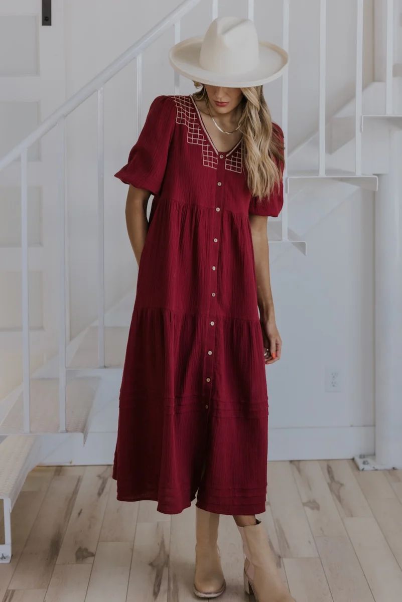 The Valentina Embroidered Maxi Dress | Roolee