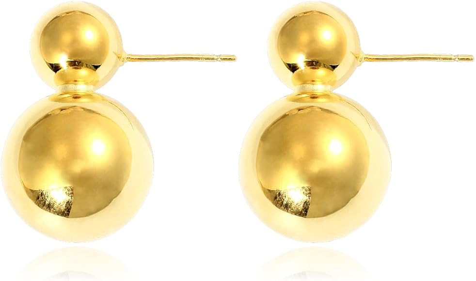 KELMALL Women's Gold Silver Hoop and Ball Earrings Unisex 18K Gold Plated Chunky Statement Earrin... | Amazon (US)