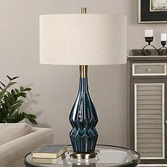 Uttermost 31 1/2" Prussian Deep Blue Glaze Ceramic Table Lamp | Lamps Plus