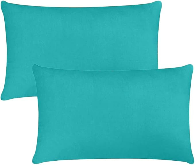2PCS Outdoor/Indoor Throw Pillow Cover, Waterproof Solid Pillow Case Teal 12"x20"       Send to L... | Amazon (US)