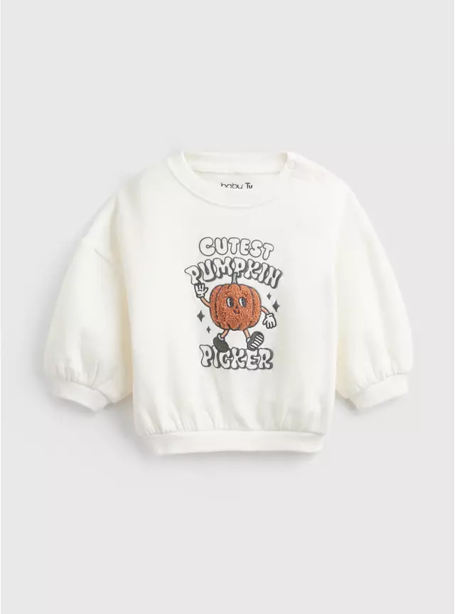 Buy Cream Cutest Pumpkin Picker Halloween Graphic Sweatshirt  3-6 months | Halloween clothes | Tu | Tu Clothing