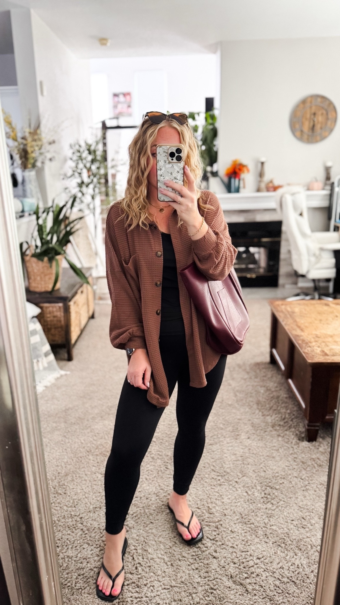 Brown waffle knit button down shirt, black tank top, leggings, burgundy tote bag, and sandals 




Amazon outfits, fall outfit inspo, outfit ideas, casual outfits amazon, amazon outfits every day, outfit ideas 2026, fall outfits, fall outfits Amazon, midsize fall outfit inspo, petite outfits for fall, Amazon fall fashion, casual fall style, trending fall fashion, September outfit ideas, Labor Day sale amazon

#LTKootd #LTKSaleAlert #LTKPetite