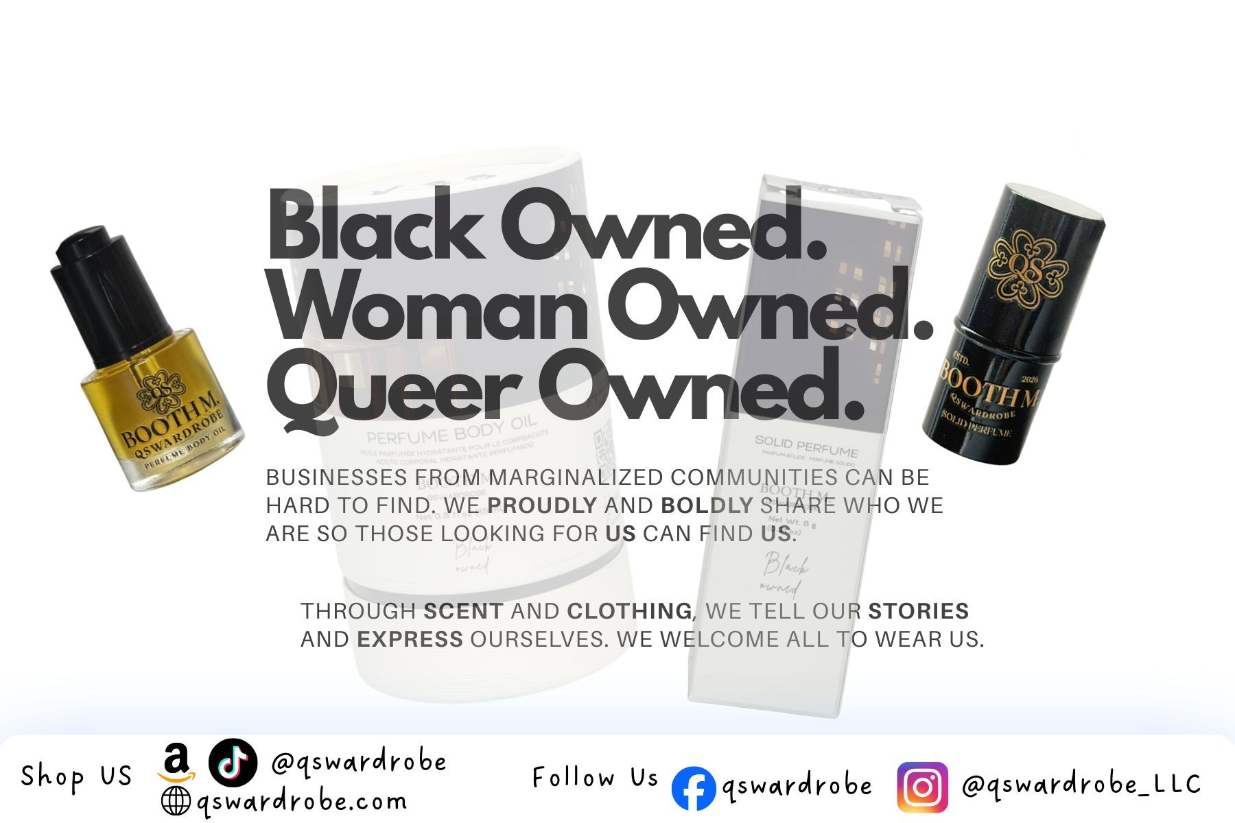 These are not just what the brand is but what we strive to continue to be black owned, woman owned, and queer owned. 

Having brands that exist from multiple intersecting marginalized identities is so important to exist in all spaces especially fragrance and fashion. 
.
.
#qswardrobe
#fragrance
#nicheperfume
#artisanperfume
#gourmand