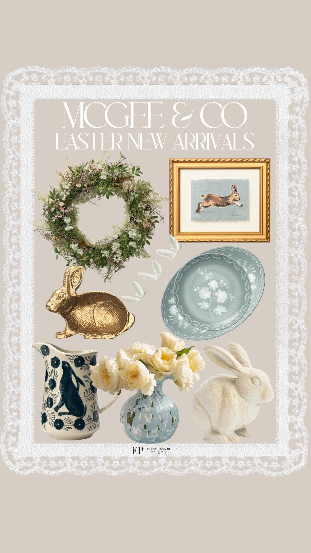 Mcgee and co
Easter collection
Artwork
Wreath
Pitcher
Vase
Bunnies
Plates


#LTKHome