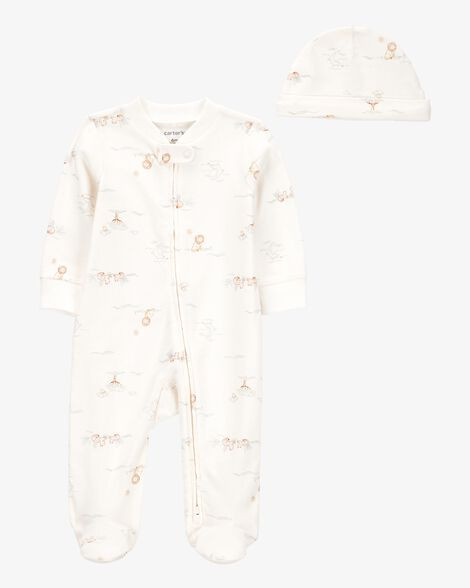 Baby Boy 2-Piece 2-Way Zip Sleep & Play & Cap Set - Cream | Carter's Inc