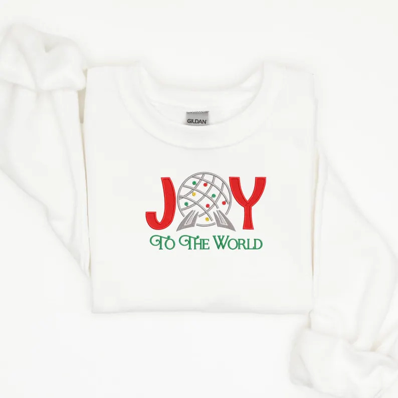 EPCOT Joy to the World Embroidered Sweatshirt, Disney Christmas Tshirt, Women's Christmas Crewnec... | Etsy (US)