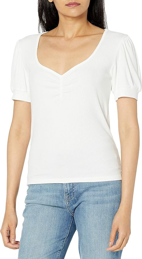 The Drop Women's Theresa Short Puff-Sleeve Sweetheart-Neck Rib Knit Top | Amazon (US)