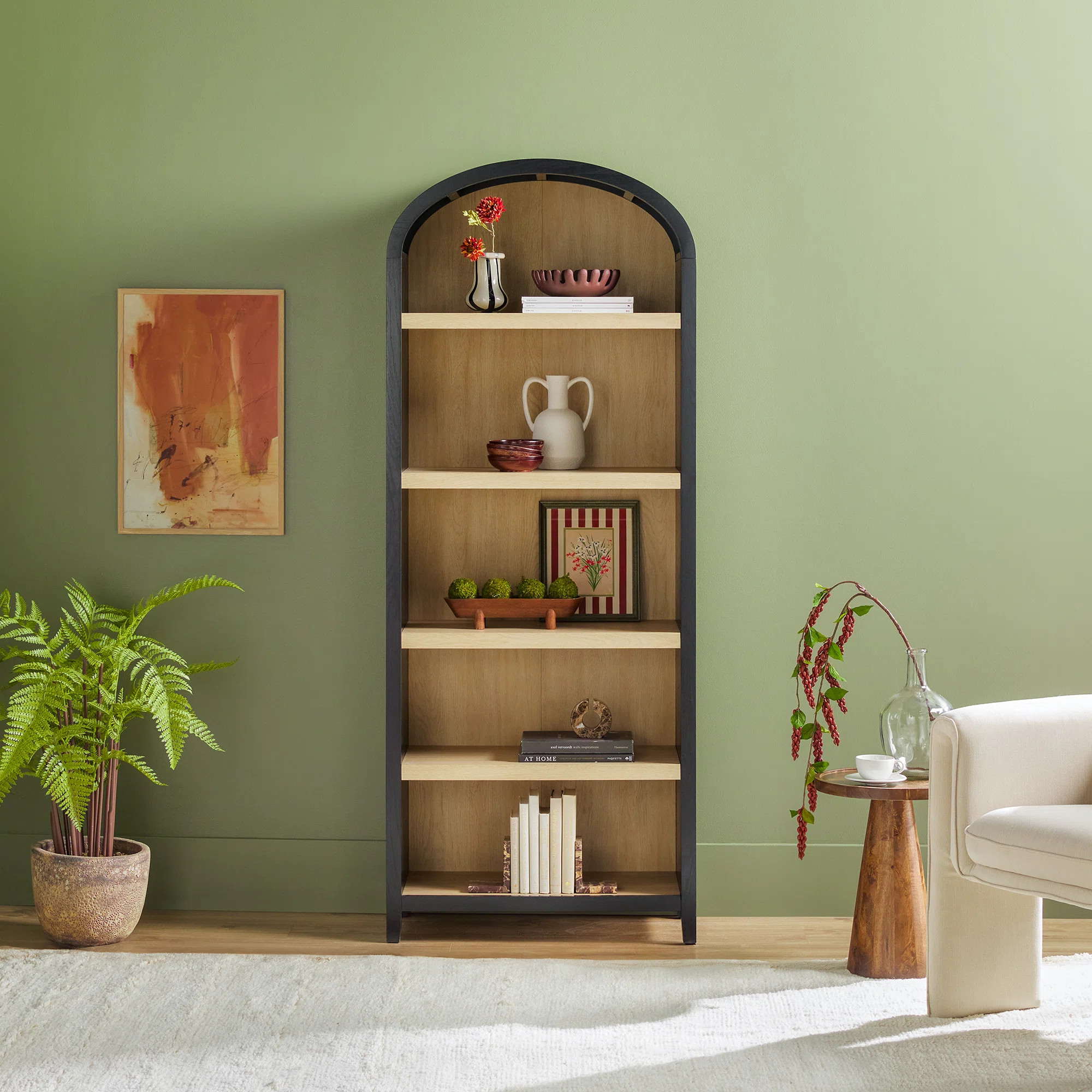 Sitarski 76" H x 30" W Curved Arch 5-Shelf Bookcase | Wayfair North America