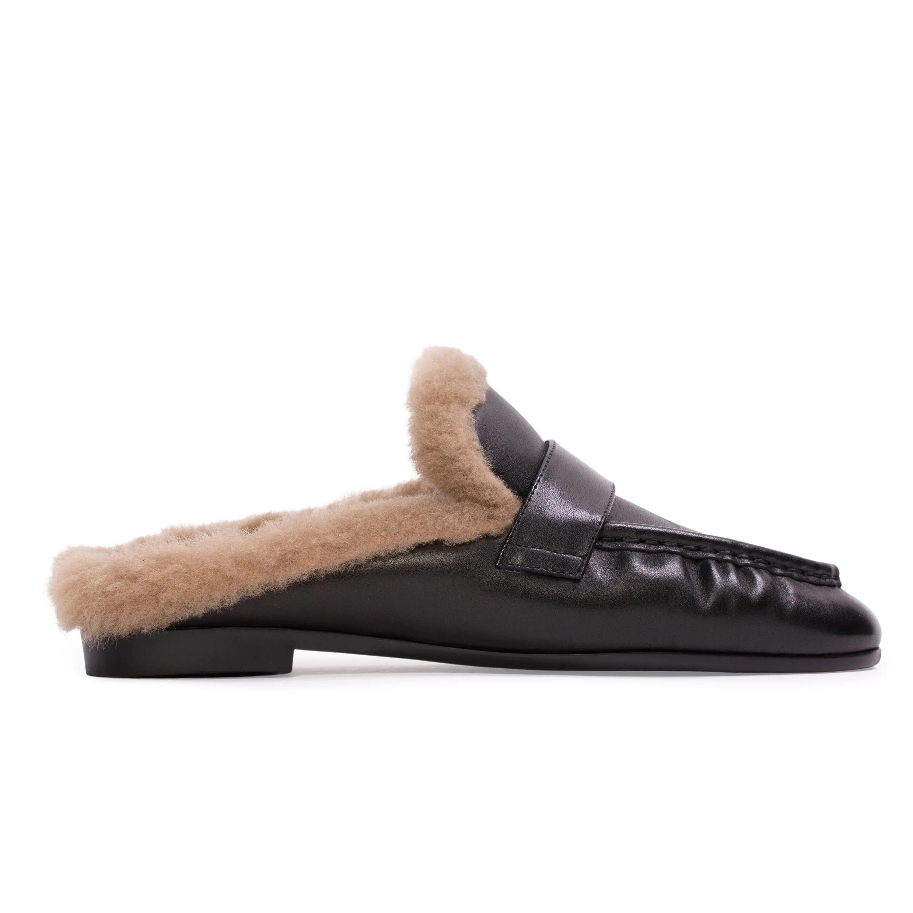 BLACK SUEDE STUDIO Theo Backless Loafer in Black Leather at Nordstrom, Size 38 | Nordstrom