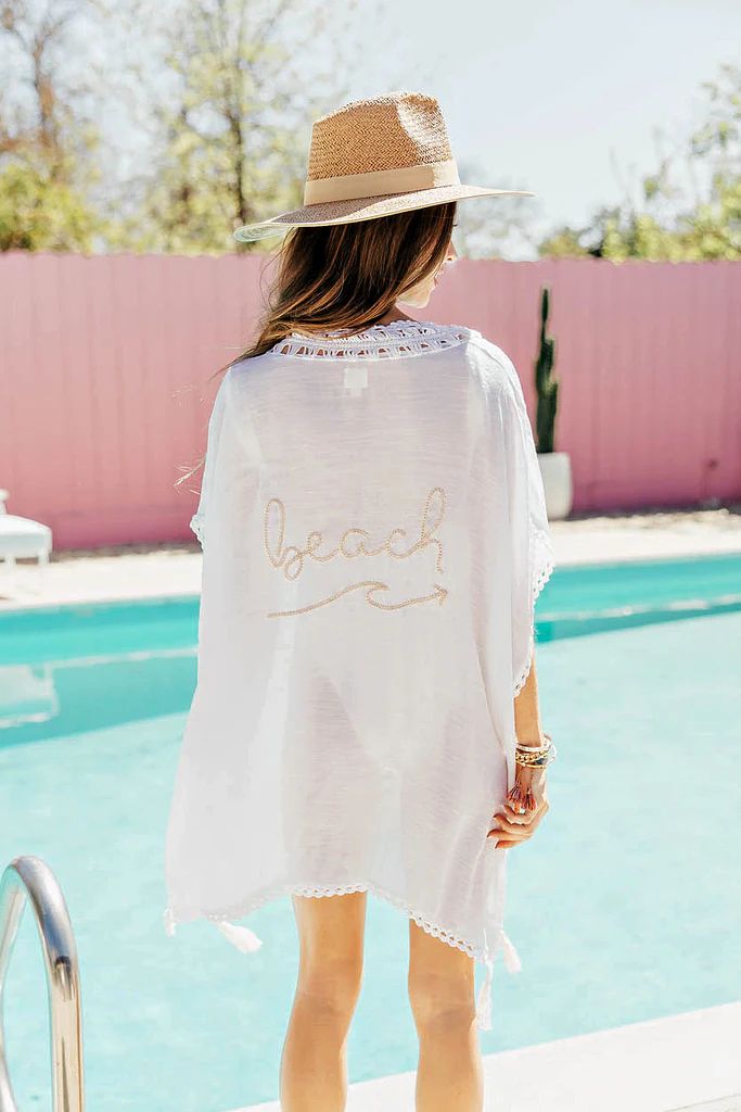 NEW!! "Beach" Embroidered Cover Up by Vintage Havana | Glitzy Bella