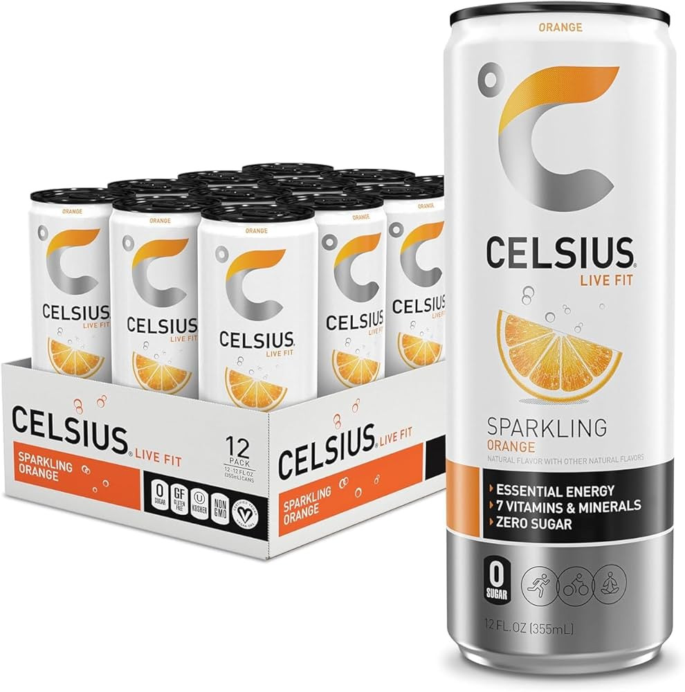 CELSIUS Sparkling Orange Functional Essential Energy Drink, 12 Fl Oz (Pack of 12) | Amazon (US)