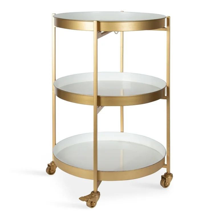 Kate and Laurel Celia Modern Glam 3-Tier Metal Tray Bar Cart, 18.5 x 18.5 x 30, White and Gold, D... | Walmart (US)