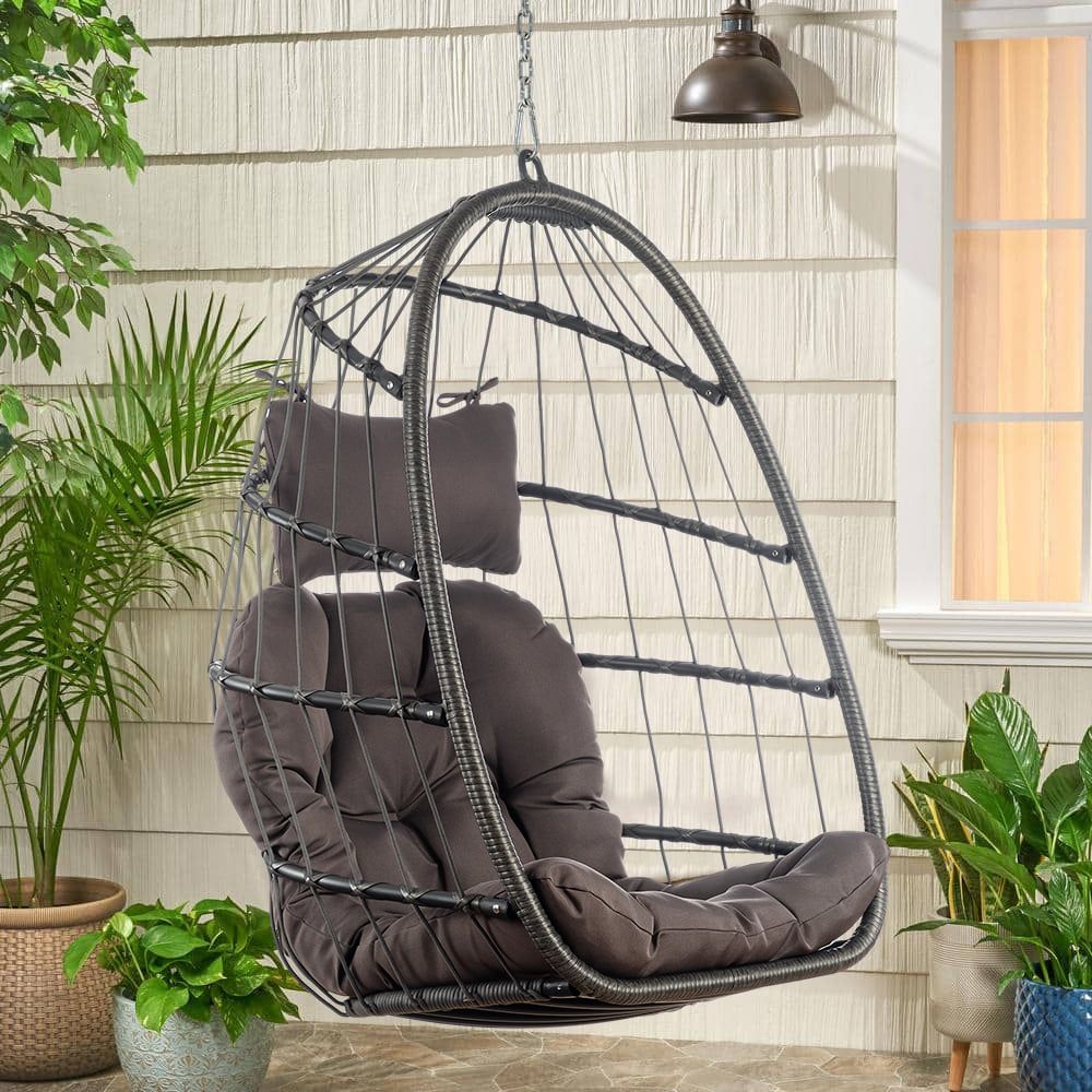 Hanging Egg Chair, Indoor Outdoor Swing Egg Chair Without Stand, Wicker Hammock Chair Swing with ... | Walmart (US)
