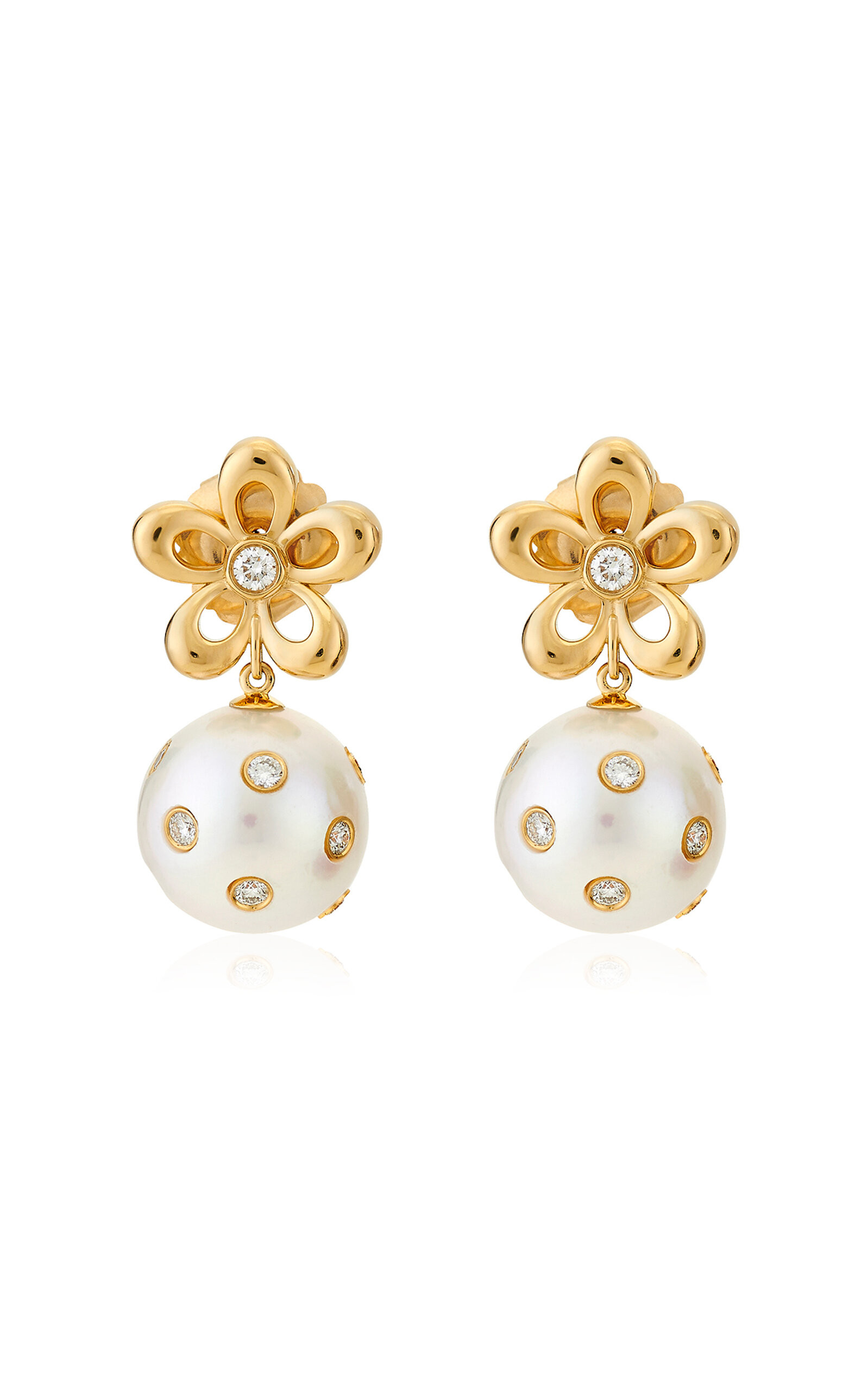 18k Yellow Gold Pearl Earrings | Moda Operandi (Global)