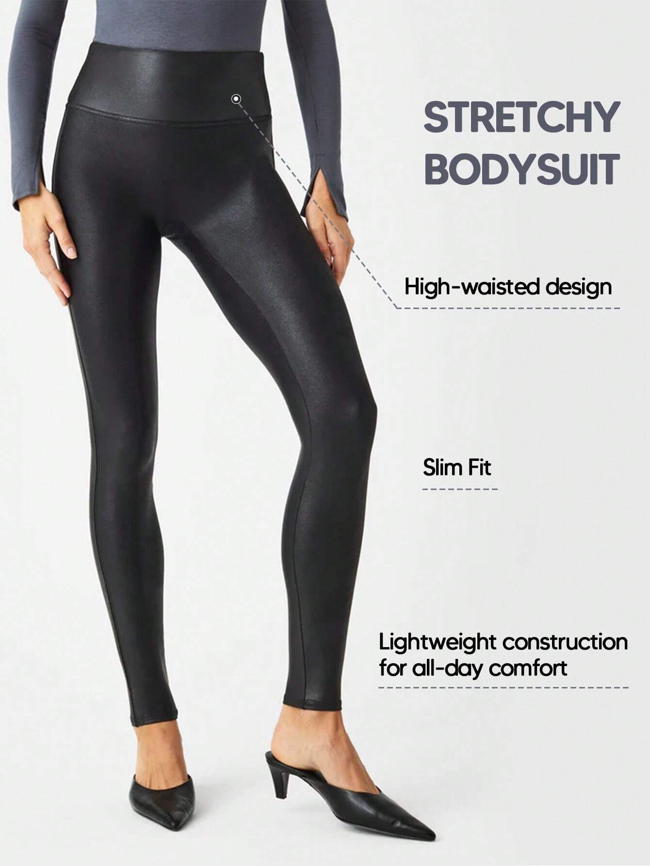 Wideband Waist PU Leather Leggings | SHEIN