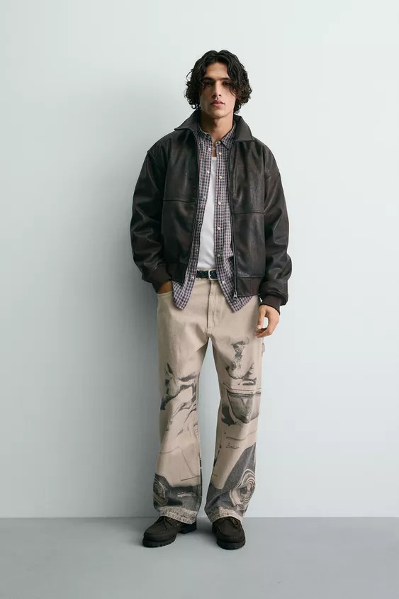 EMBOSSED FAUX LEATHER FORD © BOMBER JACKET | Zara US