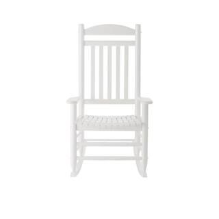 Hampton Bay Glossy White Wood Outdoor Rocking Chair-IT-130828W - The Home Depot | The Home Depot