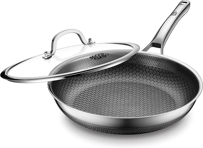 Non Stick Frying Pans,Hybrid 10 inch Frying Pans Nonstick with Lid,PFOA Free Cookware,non stick S... | Amazon (US)