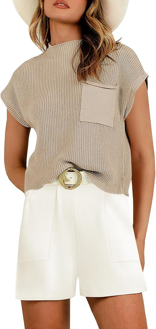 ANRABESS Conjunto de dos piezas para mujer, suéter corto, suéter y pantalones cortos, conjunto ... | Amazon (US)