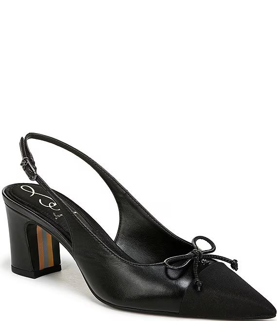 Sam Edelman Willette Leather Fabric Cap Toe Bow Detail Slingback Pumps | Dillard's | Dillard's