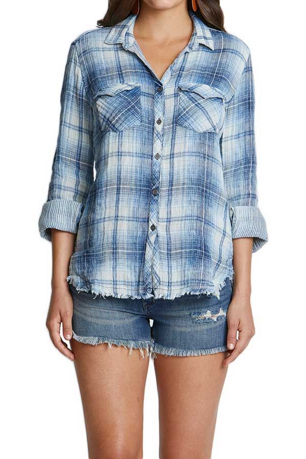 Sneak Peek Sneak Peak Plaid Button Down Shirt / Blue Plaid / Size Small | Social Threads