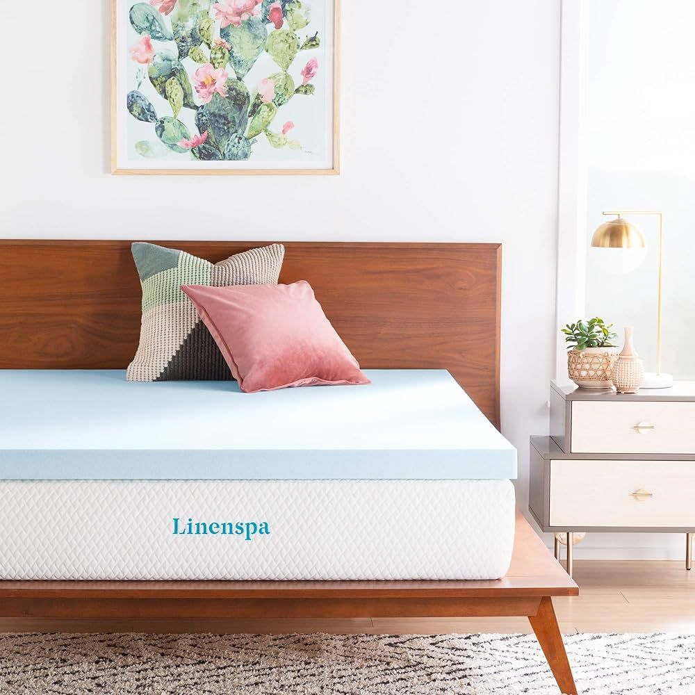 Linenspa 3 Inch Gel Infused Memory Foam Mattress Topper – Cooling Mattress Pad – Ventilated a... | Amazon (US)