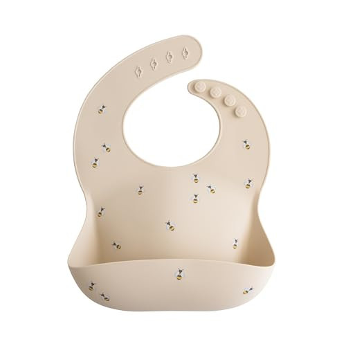 mushie Silicone Baby Bib | Adjustable Fit Waterproof Bibs (Bees) | Amazon (US)