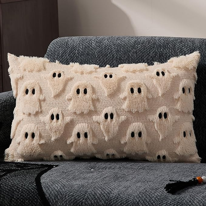 DFXSZ Halloween Pillow Covers 12x20 inch Ghost Decor Beige Halloween Lumbar Pillow Covers Decorat... | Amazon (US)