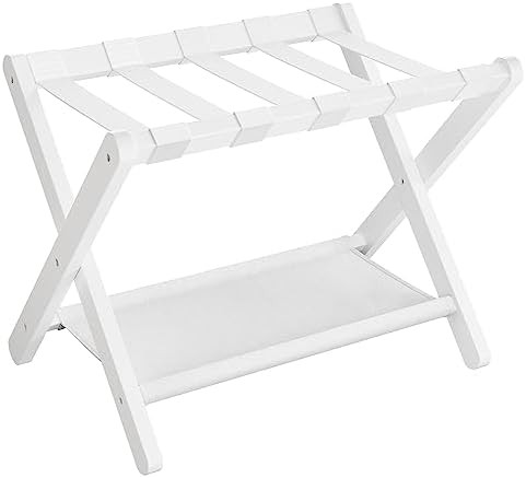 SONGMICS Luggage Rack, Folding Suitcase Stand with Storage Shelf, for Guest Room, Hotel, Bedroom,... | Amazon (US)