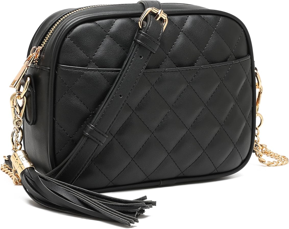 lola mae Quilted Crossbody Bag, Medium Lightweight Shoulder Purse Top Zipper Tassel Accent | Amazon (US)