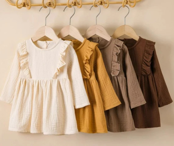 Casula Cotton Linen Muslin Girl Dress  Solid Girl Clothes - Etsy | Etsy (US)