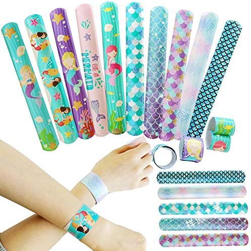 GooParty 20pcs Little Mermaid Theme Party Slap Bracelets Under The Sea Mermaid Birthday Decor Pri... | Amazon (US)